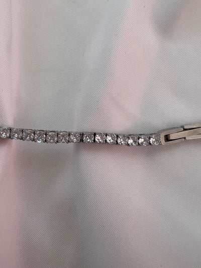 Bracelet rivière cristaux ronds - Blanc & Argent 3mm