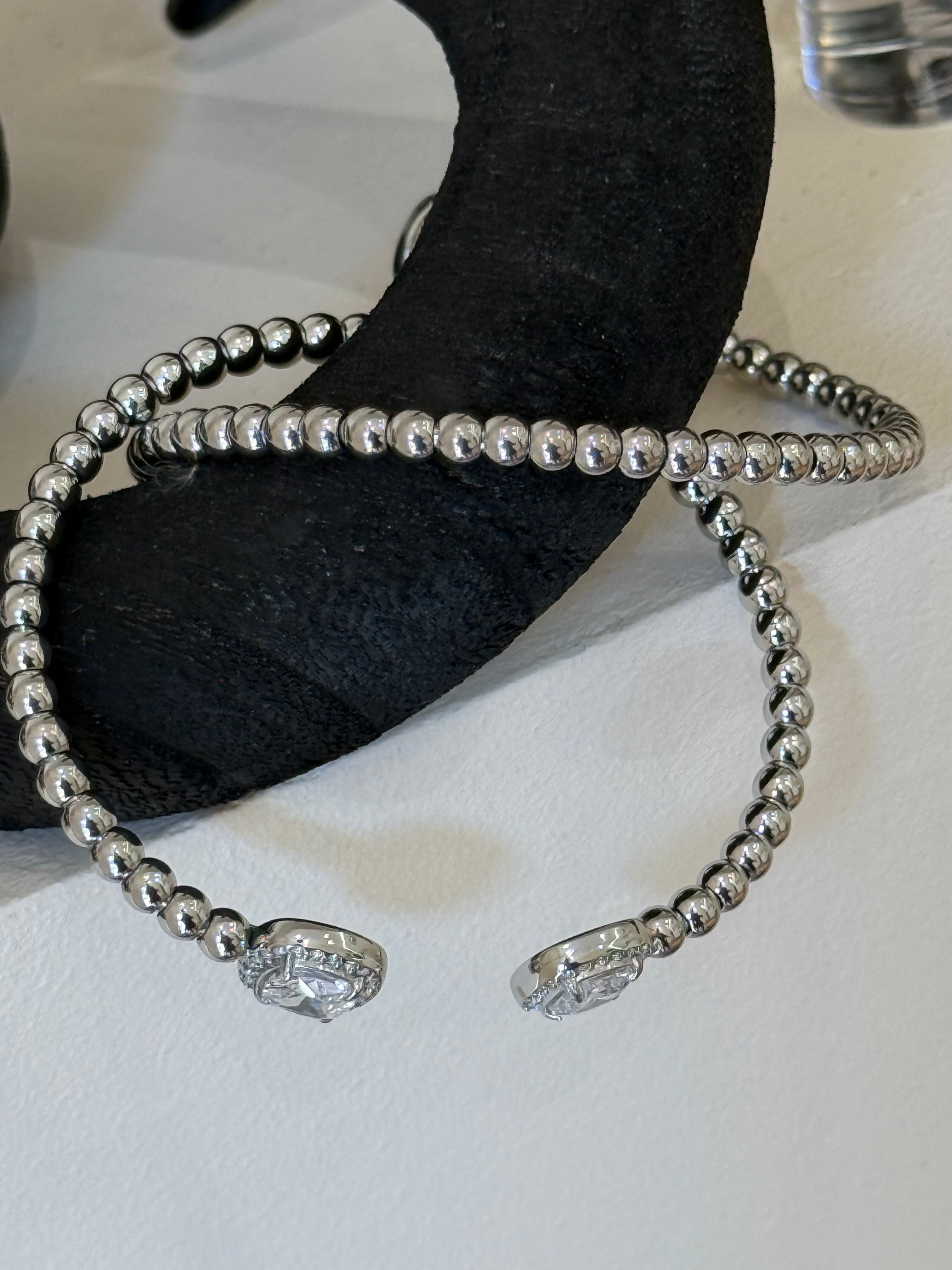 Bracelet Jonc 2 pierres Argent