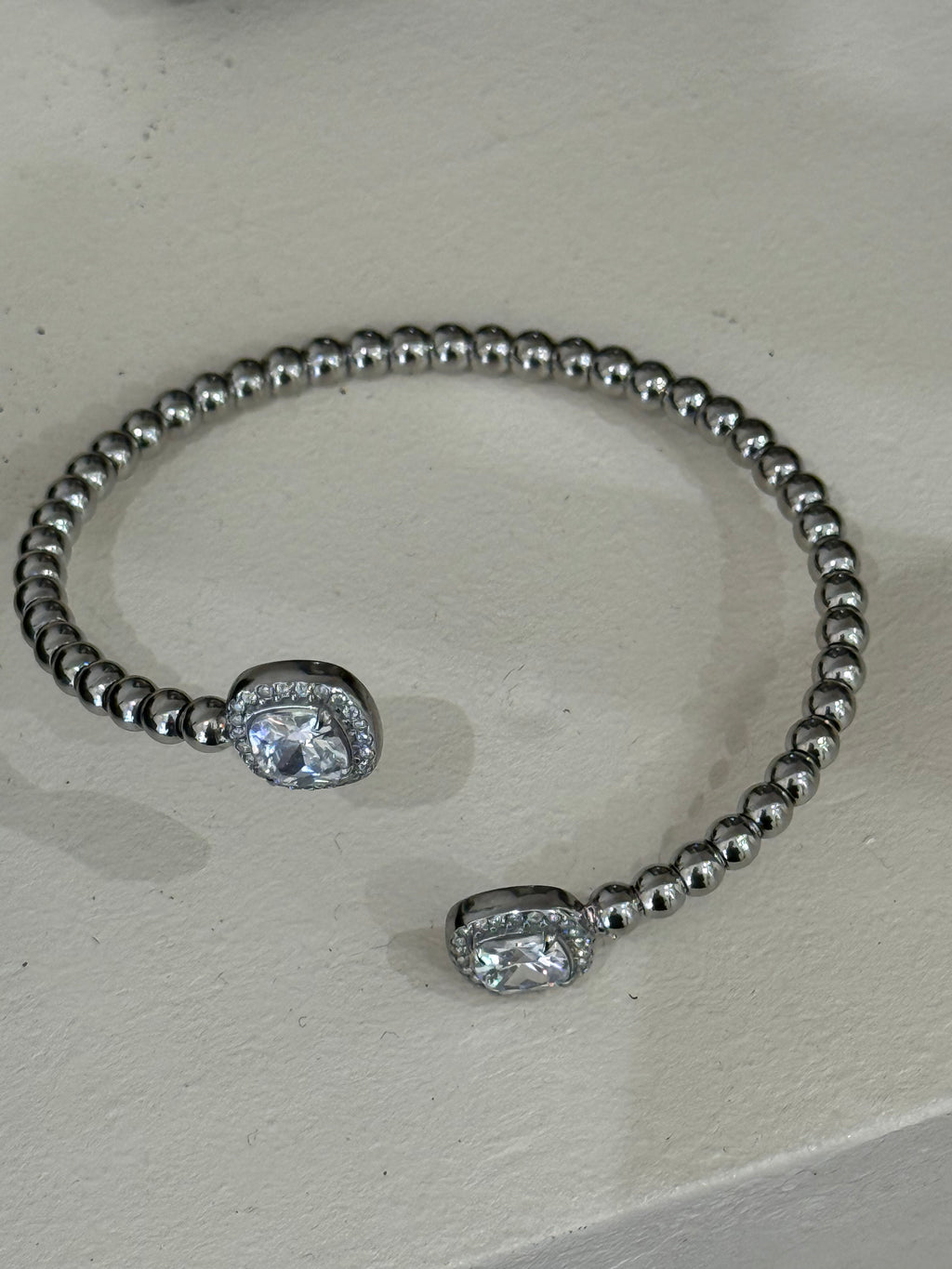 Bracelet Jonc 2 pierres Argent