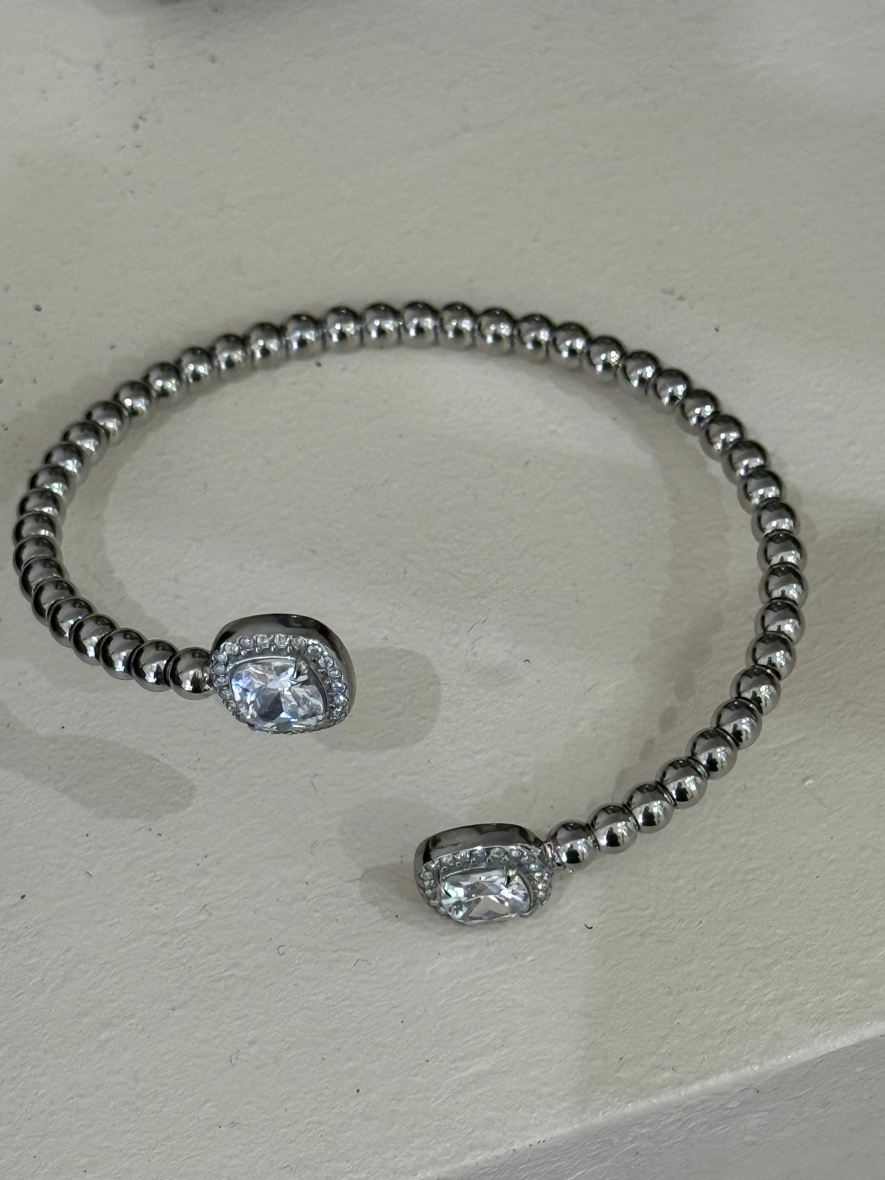 Bracelet Jonc 2 pierres Argent