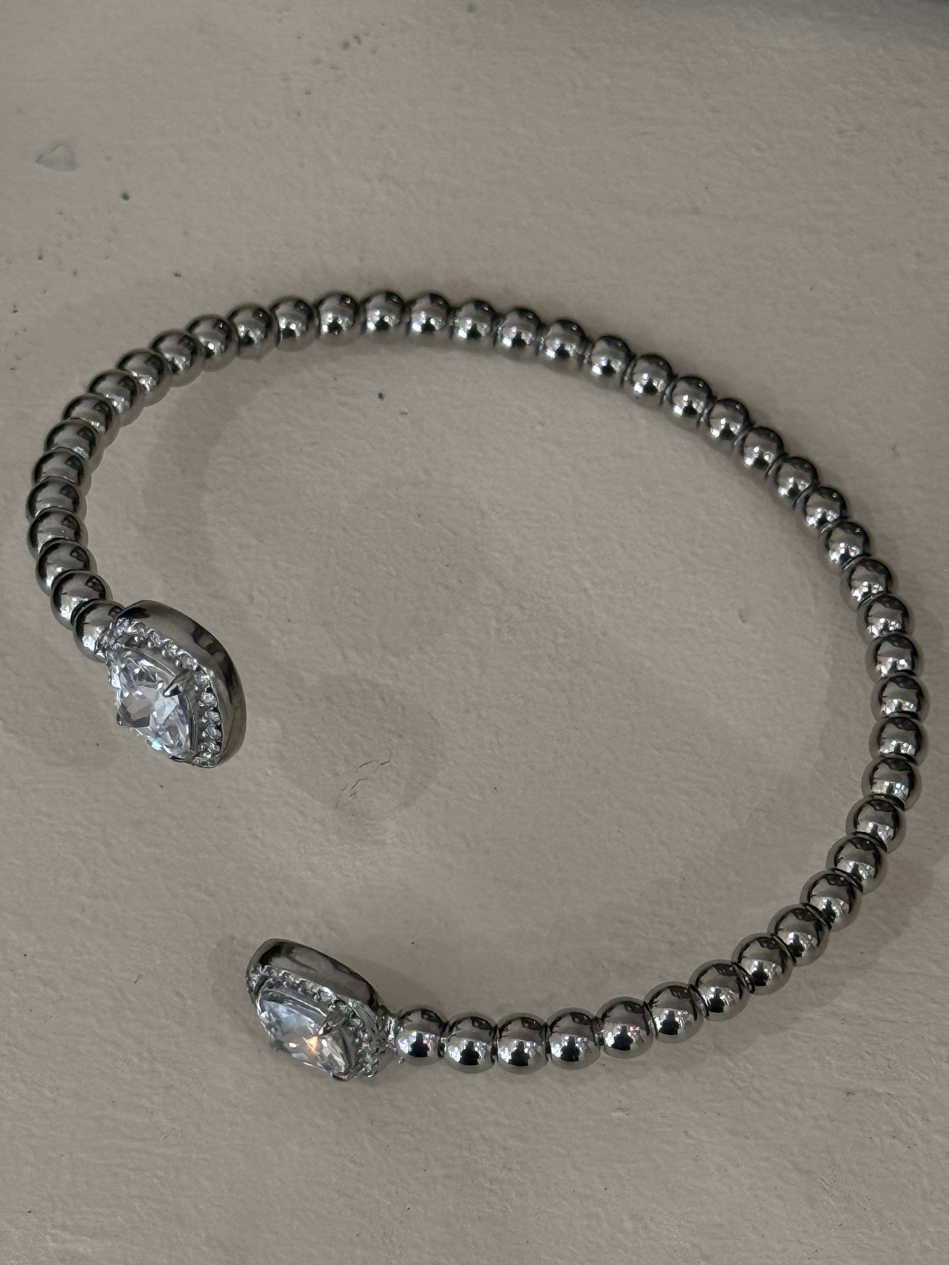 Bracelet Jonc 2 pierres Argent