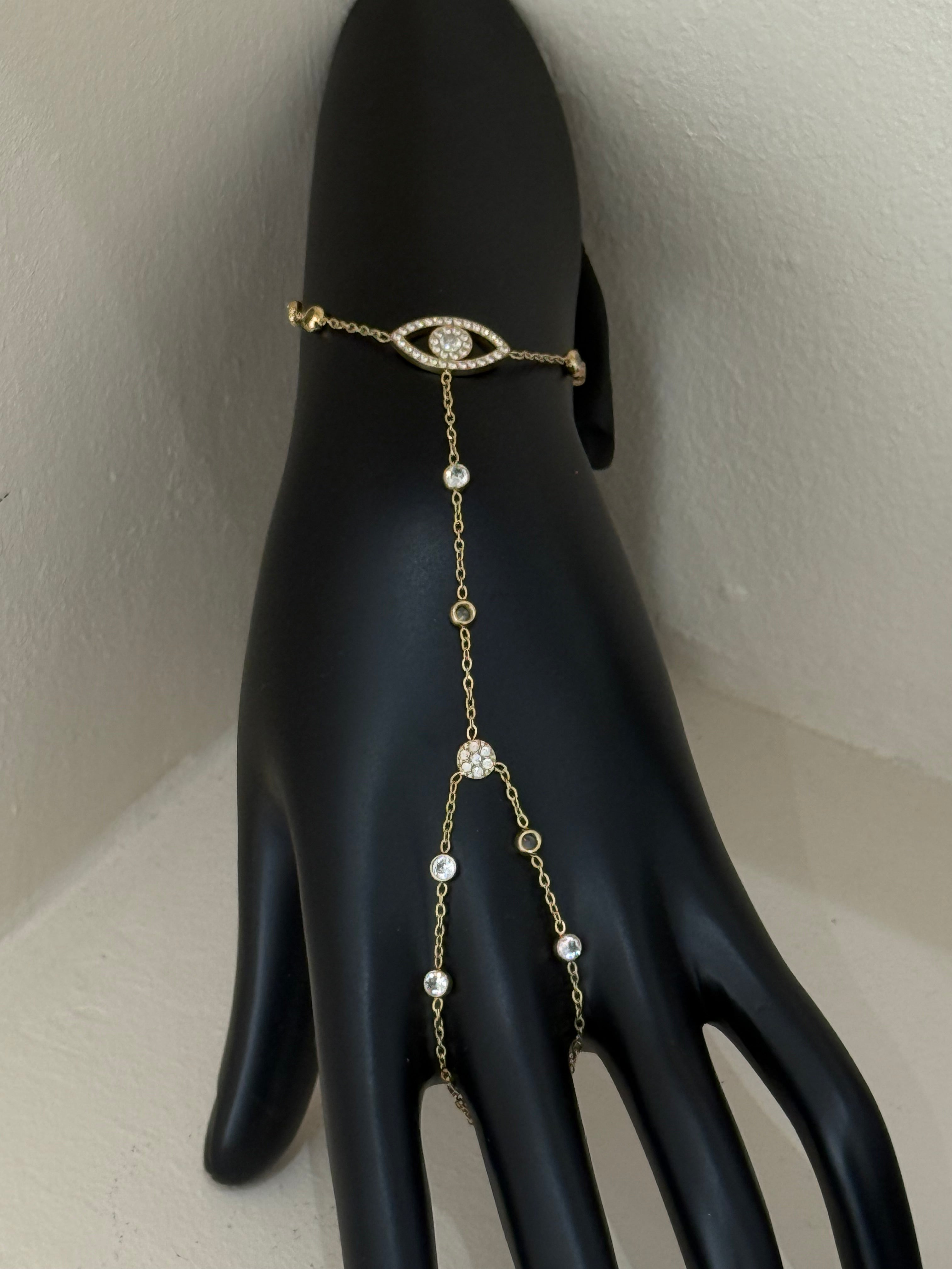 Chaîne main pierre Œil porte bonheur