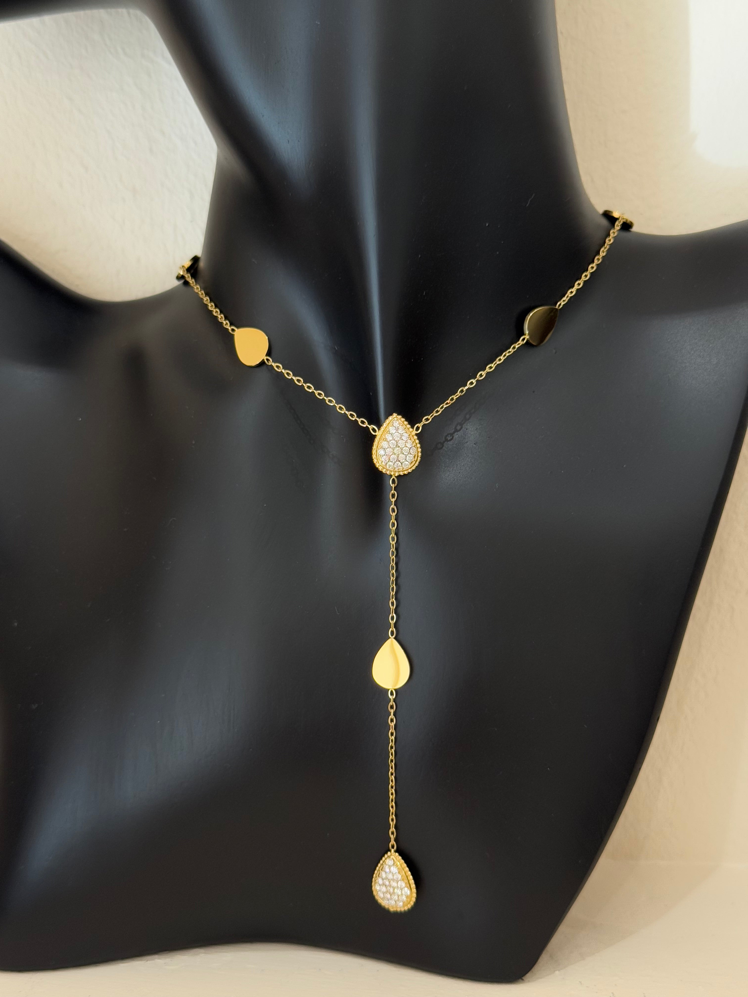 Collier Pendentif Goutte Doré