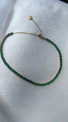 Collier rivière cristaux ovales - vert & Or