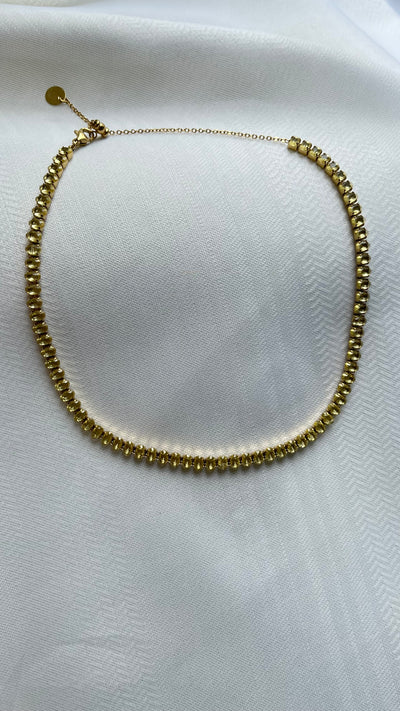 Collier rivière cristaux ovales - Jaune & Or