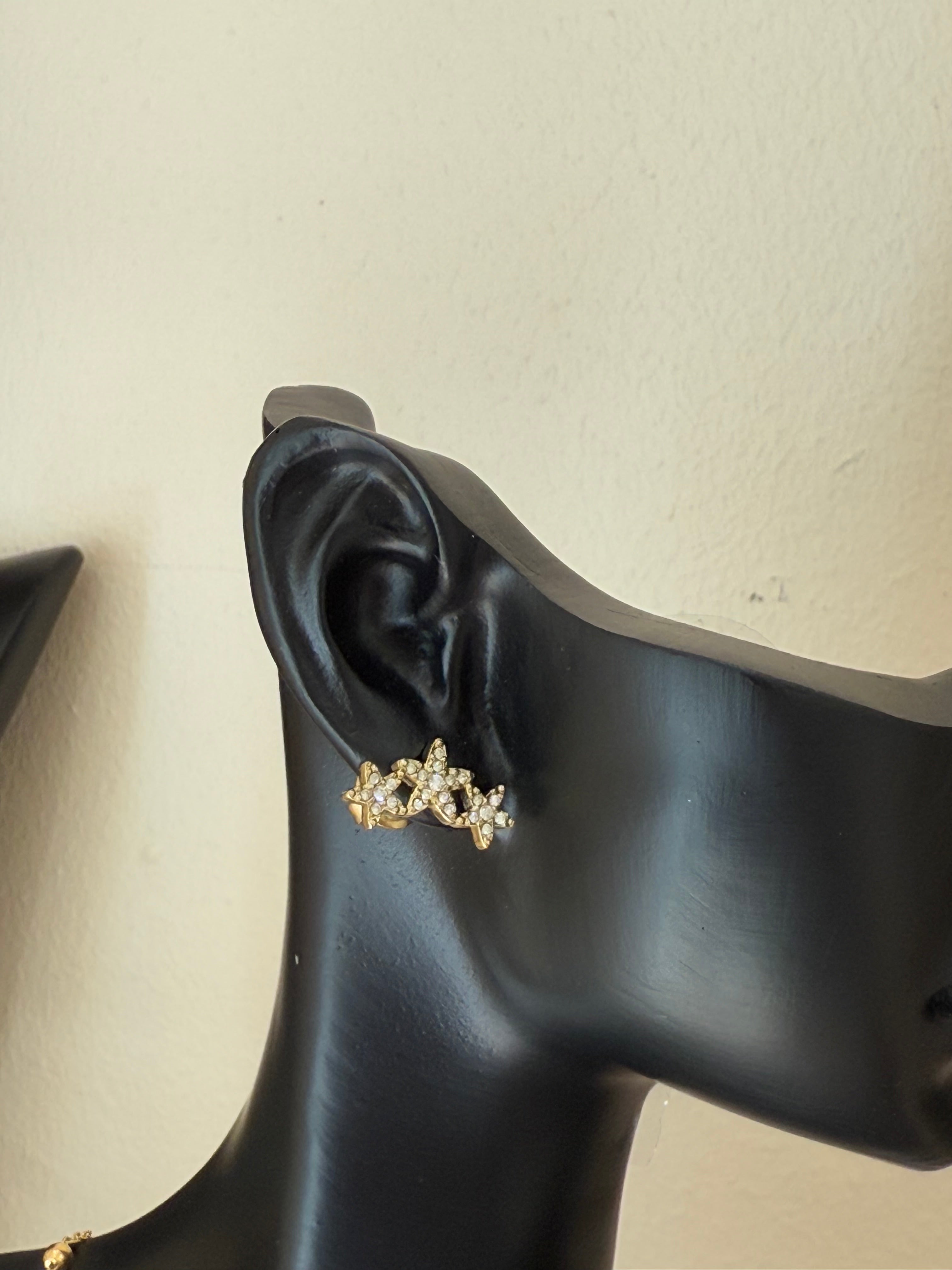 Boucles d'oreille 3 Étoiles Doré