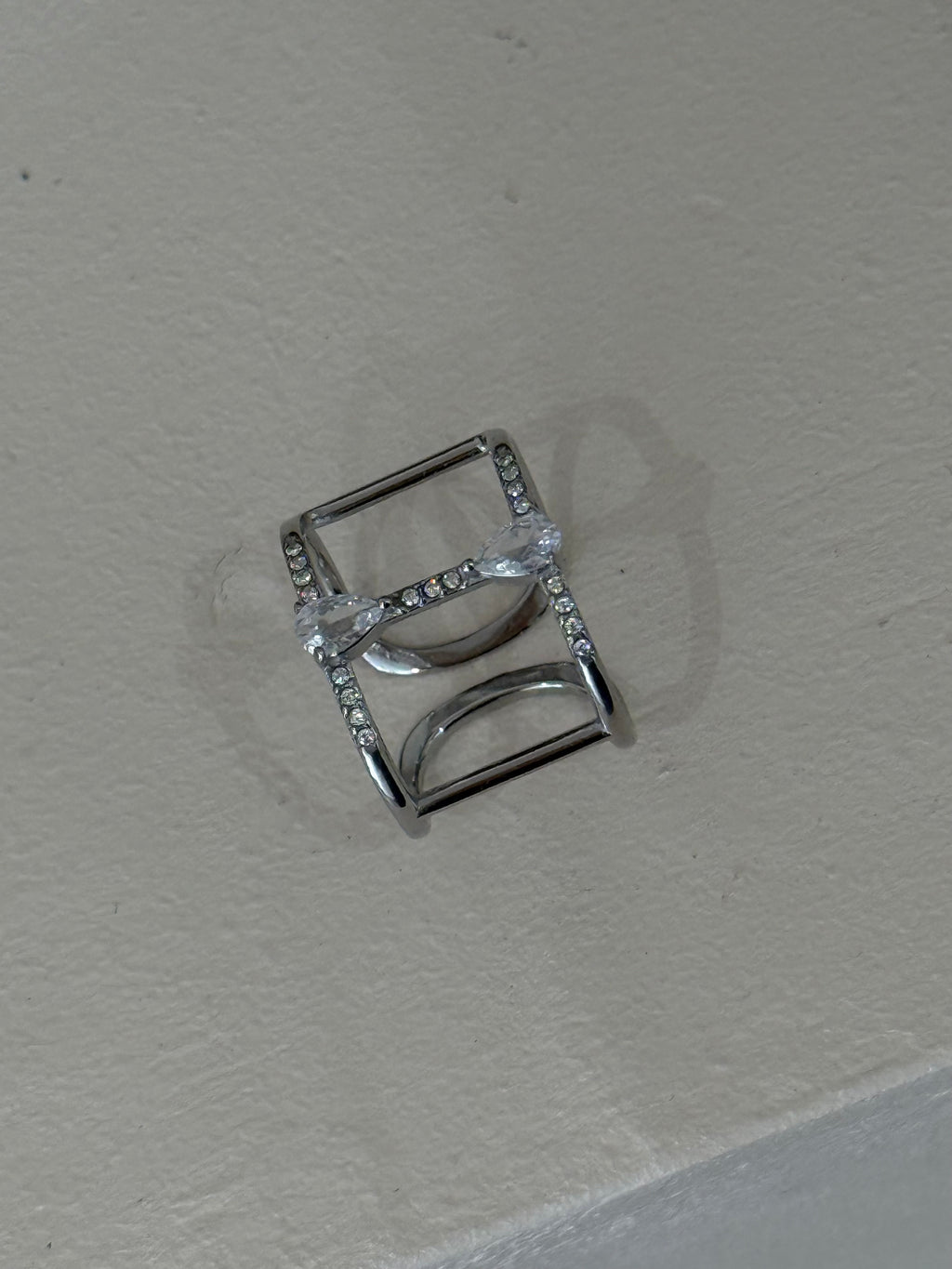 Bague fine Doré 2 Zircons