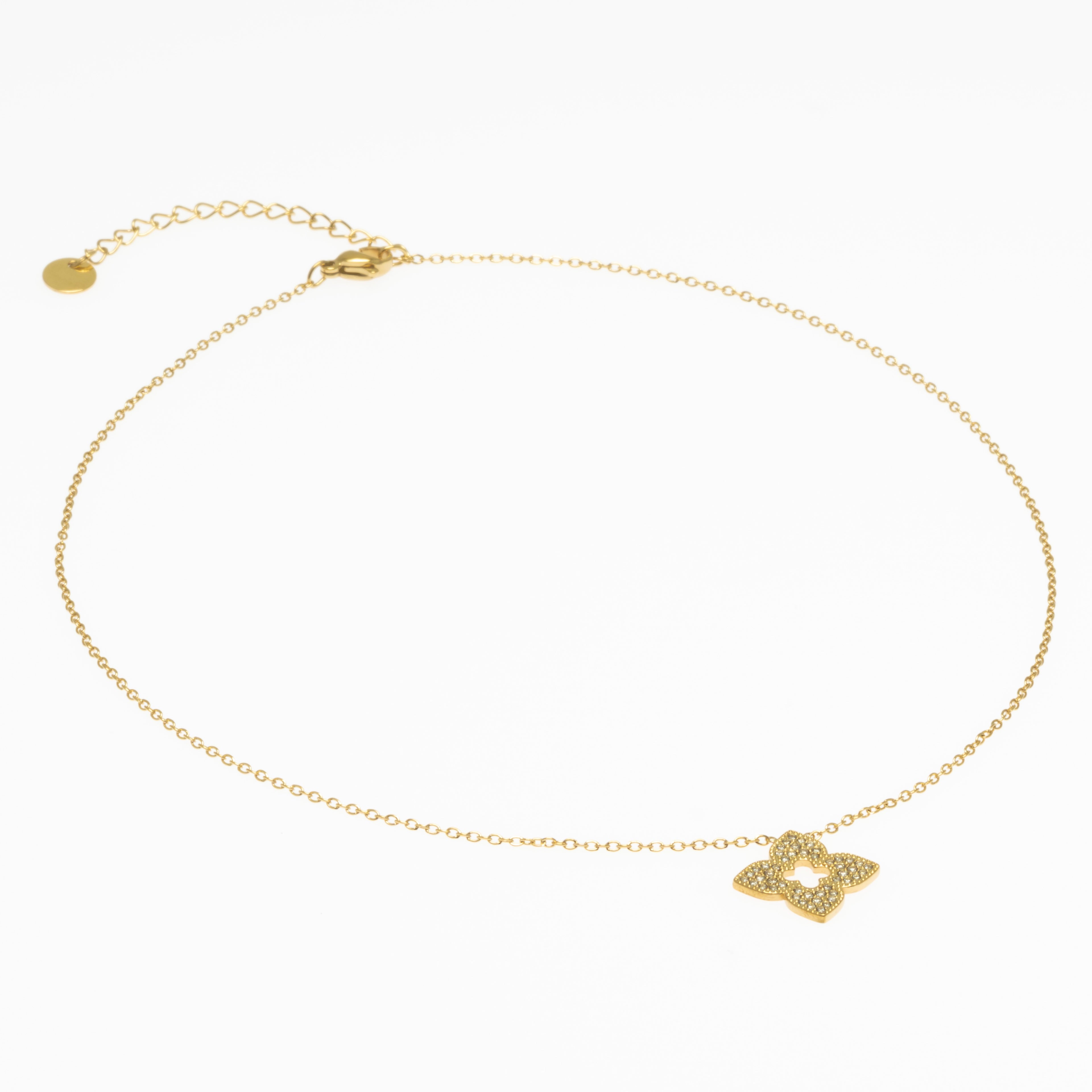 Collier Pendentif trèfle cristal