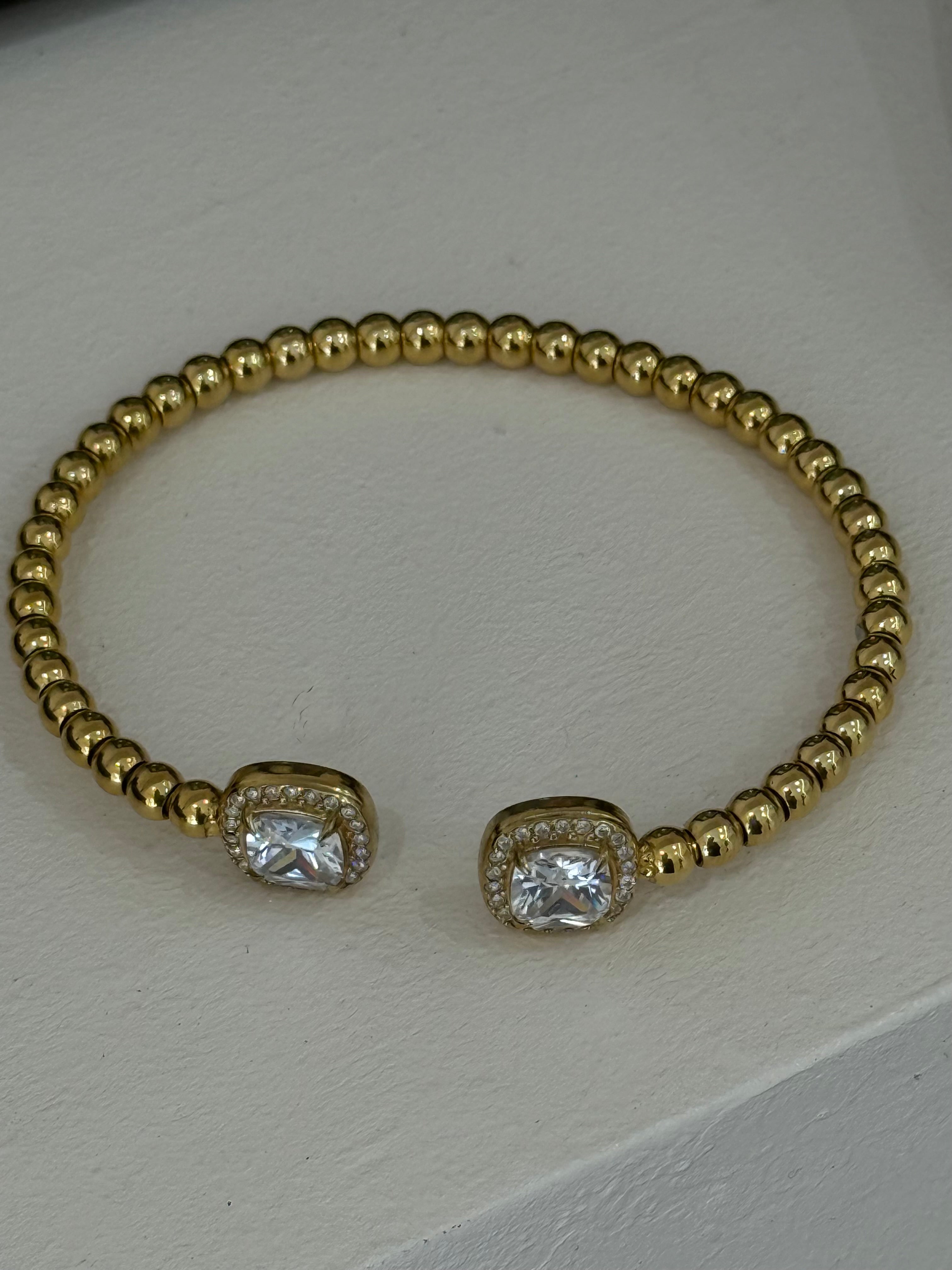 Bracelet Jonc 2 pierres Doré