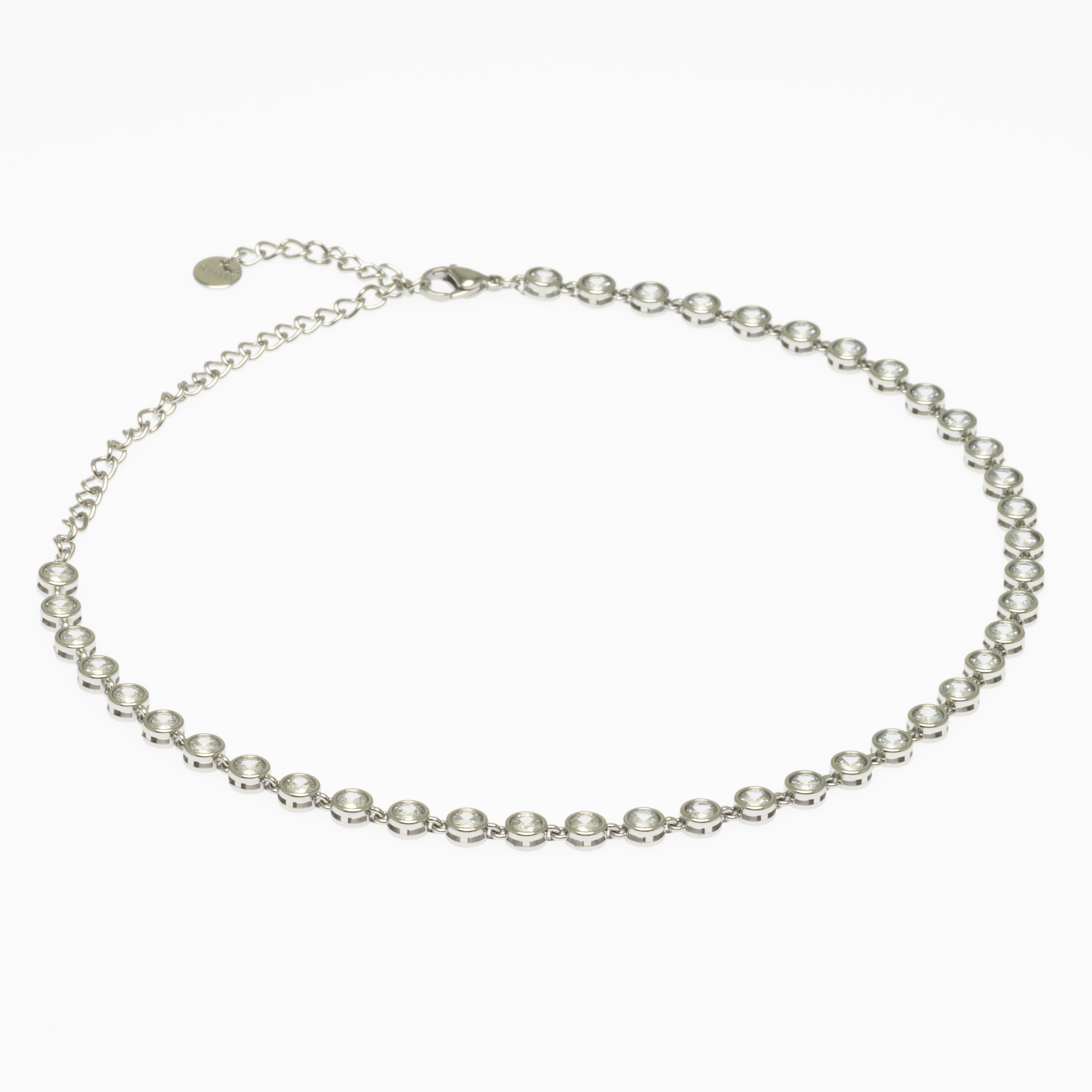 Collier Cercle Cristal Argenté