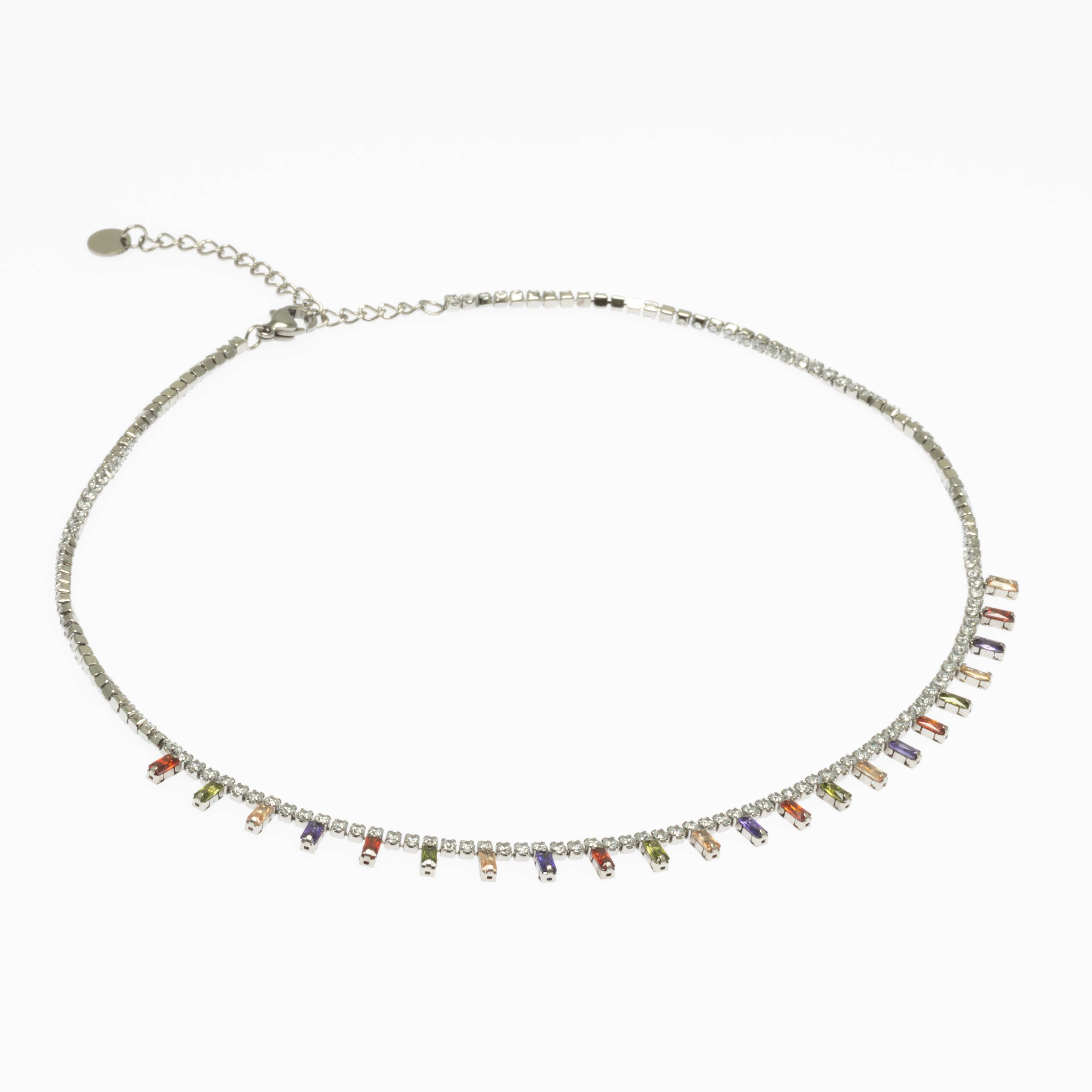 Collier Rivière Structurée Argenté multicolore
