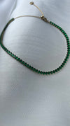 Collier rivière cristaux ovales - vert & Or