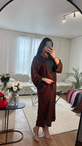Caftan Marocain léger - Marron détail vert