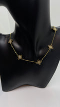 Collier trèfle- Doré Marron