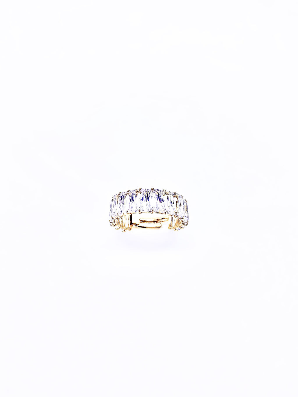 Bague cocktail cristaux Baguette - Blanc & Or