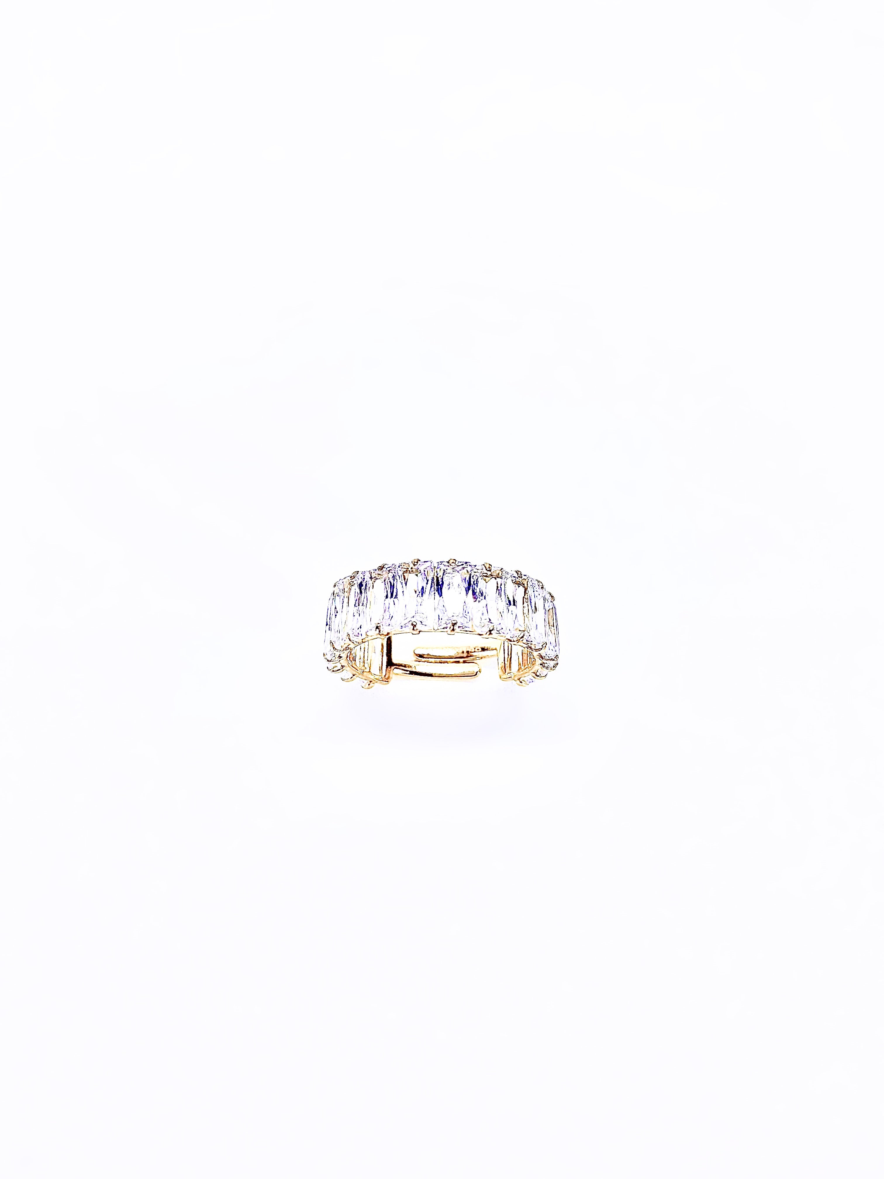 Bague cocktail cristaux Baguette - Blanc & Or
