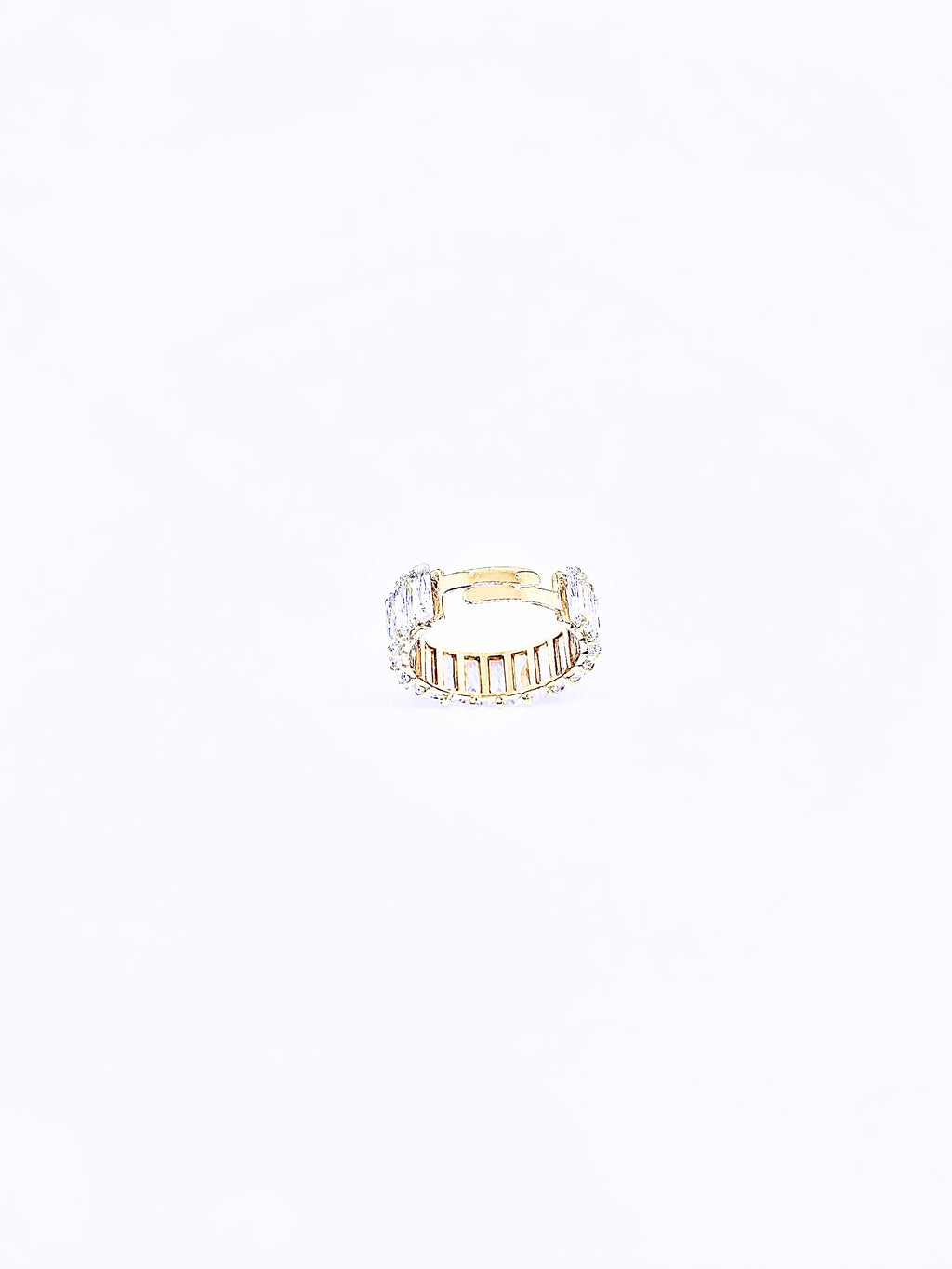 Bague cocktail cristaux Baguette - Blanc & Or
