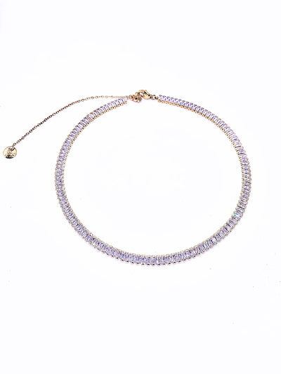 Choker rivière cristaux Baguette - Blanc & Or