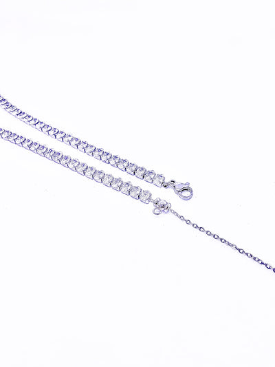 Collier rivière cristaux ovales - Blanc & Argent