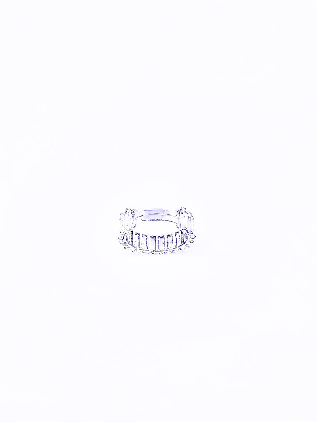 Bague cocktail cristaux Baguette - Blanc & Argent
