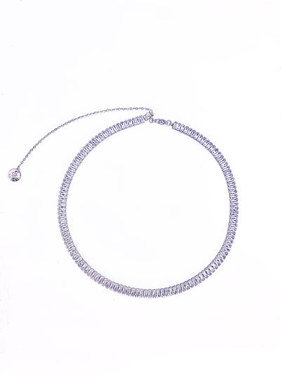 Choker rivière cristaux Baguette - Blanc & Argent