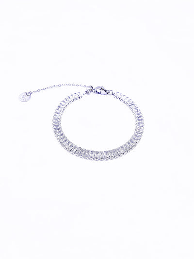 Bracelet rivière cristaux Baguette - Blanc & Argent