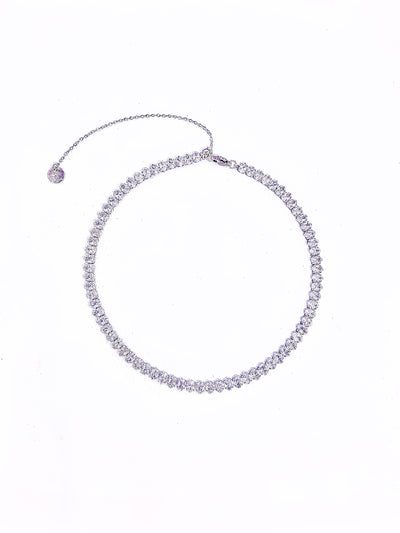 Collier rivière cristaux ovales - Blanc & Argent