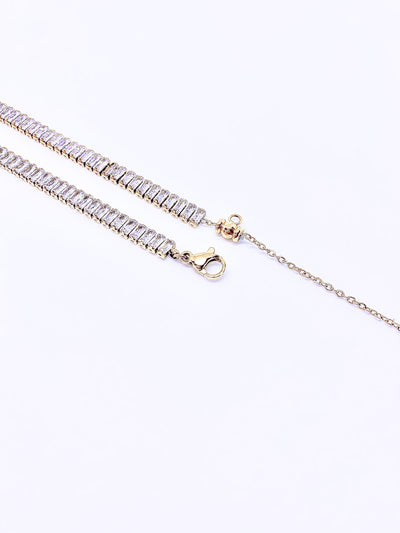 Choker rivière cristaux Baguette - Blanc & Or